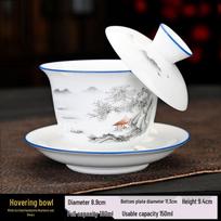 High-Grade Rotating Lid Ceramic Gaiwan Teacup