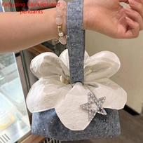 Bundle Pocket Flower Drawstring Crossbody Bag Korean Style Canvas Shoulder Bag  Vacation Style 2