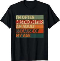 People Often Mistake Me for an Adult Because of My Age  Funny TShirt Vintage Pattern Unisexs Cotton TShirt S