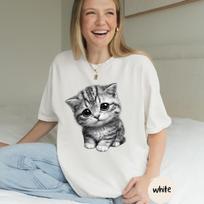 Sad Cat Meme Tshirt Aesthetic Big Eyes Cat Women Unisex Casual Cotton Graphic T Shirts Creative Streetwear Tops Tee Shortsleev S