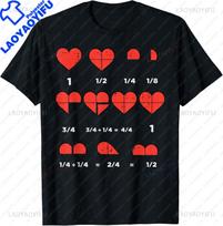 Valentines Day Fractions Heart Funny Math Teacher Unisex Women TShirt Unisex Summer Streetwear Tops Customizable Camisas S