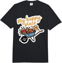 Cheerful Wheelbarrow Flowers Straw Hat Gardening Comfort Colors Adult Heavyweight T-Shirt S įvairiaspalvis