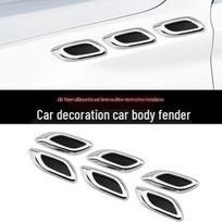 Faux Carbon Fiber Air Vent Fender Stickers: Pack of 6 for Car Body Personalization Fender 1 Pair - Gloss Black