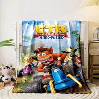 Cartoon characters racing in colorful go-karts with vivid surroundings. for all seasons blanket lunch break throw gift 80cm x 120cm