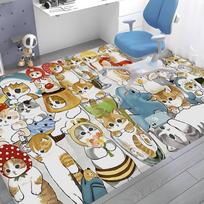 Popular Cute M-Mofusand Cat Floor Mat INS Style Soft Bedroom Floor House Laundry Room Mat Anti-skid Household Carpets 40cm x 60cm