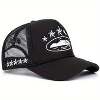 Pentagram Printed Baseball Cap Outdoor Sponge Mesh Cap Summer Breathable Mesh Truck Driver Cap adjustable 55-60cm