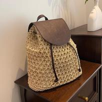 Moteriška šiaudinė kuprinė Vasarinė Boho Bohemiška Tuščiavidurė Peties Rankinė Hobo Nerta Nerta Kelioninė Rankinė Moterims Megzta Paplūdimio Kuprinė 31x13x33cm smėlis
