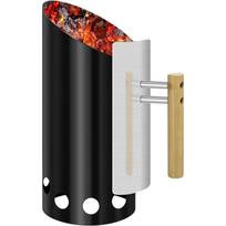 6.5 X14.5  Double enameled Charcoal Chimney Starter with Stainless Steel Heat Shield & Wood Handle Easy Cleaning Charcoal Starter for Grill juoda