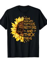 100% Cotton 'F-Bomb Mom with Tattoos' Graphic Tee - Casual, Loose Fit, Shor S įvairiaspalvis