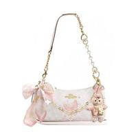 COACH shoulder bag [Customized bag] Teri 25 brand micro-label detachable strap bow silk scarf extension chain printed Awakening of Spring Basic Model balta