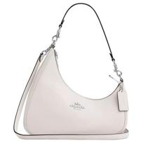COACH Teri 27 Logo Classic Smooth Leather Shoulder Bag Large Women's Craie Silver sidabras