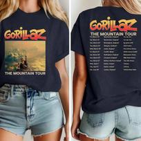 Gorillaz The Mountain Tour Marškinėliai Dvigubos pusės Grupės Grafinis Marškinėlis XL