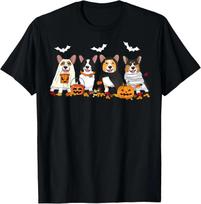 Cute Corgi Dogs Ghost Mummy Witch Spooky Halloween Boo T- Shirt L