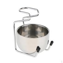 Durable Stainless Steel Salon Barber Shaving Brush Stand Holder with Soap Bowl Mug