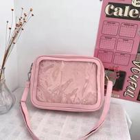 Female Ita Crossbody Bag Womens Transparent Messenger Bag Girls Cute Shoulder Bags Teens Fashion Satchels Bag CLE 27x8x20cm rožinė