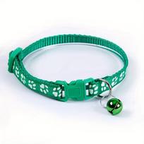 Adjustable Cute Pet Cat Collar with Bell, Colorful Pattern DIY Ring Necklace for Kittens, Fashion Pet Decor Accessories žalia