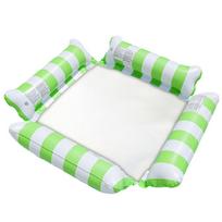 Inflat Air Mattress Comfortable Stripe PVC Water Floating Bed Portable Leak Proof Lightweight Swimming Pool Accessories žalia