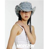 Washed cowboy hat metal chain design western cowboy hat cowgirl jazz hat suitable for daily casual wear party M55-58cm