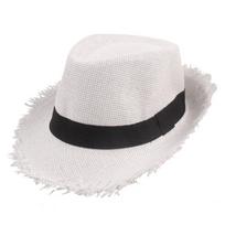 Casual Sun Protection Sun Hat Cowboy Straw Jazz Hat Wide Brim Straw Hat Womens balta