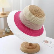 Colorful Stripes Foldable Floppy Disk Straw Hats Women Casual Summer Outdoors Beach Sun Hat Portable Wide Brim Female Panama Cap rožinė