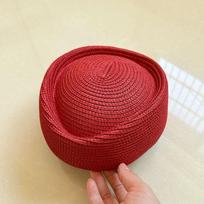 Summer Pillbox Hat Beret Hat Women Caps Airline Stewardess Flight Attendant Vintage Looking Hat Uniform Stewardess Teardrop Hat 54-58cm raudona
