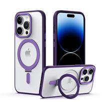 Dėklas, skirtas IPhone 15 14 13 12 11 Pro Max su stovu MagSafe Matinis kieta nugara Minkštas silikoninis plonas belaidžio įkrovimo stovo dangtelis iPhone 12