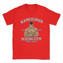 Men T-Shirt Kamogawa Boxing Gym Takamura Funny Pure Cotton Tees Hajime No Ippo Anime T Shirt Crewneck Clothes Gift Idea S raudona