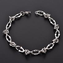 Punk Stainless Steel Chunky Lip Knot Chain Bracelet for Women Men Hand Foot Ankle Chain Bangle Wristband Anklets Metal Jewelry 20cm black