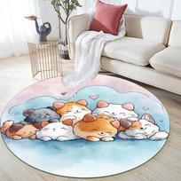 Širdies Debesis Katė, Apvalus Kilimas, Kilimas Svetainei Miegamajam Sofa Žaidimų Kambariui Dekoruoti, Neslystantis Grindų Kilimėlis 80cmx80cm
