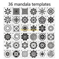 W89C Reusable Template Mandala Painting Stencils on Wall Canvas Metal 36/56 Pack