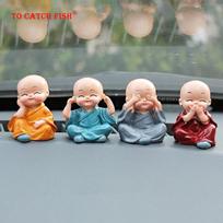 Home Decor Kungfu Monks Figure 4pcs/set Little Monk Figurines Car Decoration Crafts,Car Ornament Buddha Boy Accessories