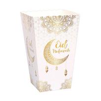 6pcs Eid Mubarak Paper Popcorn Box Ramadan Candy Cookie Snack Box 2025 Islamic Muslim Party Home Decor Supplies Eid Al-Fitr Gift 6Pcs