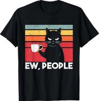Ew People Cat Funny Vintage Anti Social Introvert T-Shirt XL