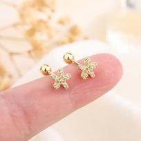 Tiny Fresh 5 Petal Flower Helix Earring Super Sparkly Sleep Friendly Screw Back Niche Design