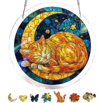 Window Hanging Ornament Suncatcher Puzzle Stained Glass Effect Decorative Light Shadow Art Piece for Balcony Window Decor Gift S U