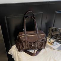 Pleated Design Retro Shoulder Crossbody Bags For Women Pure Color Large Capacity Commute Bost Bag 2026 Designer Handbag Luxury 32x21x10cm kava