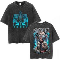 Anime Jujutsu Kaisen Fushiguro Megumi Graphic Vintage Washed T-shirts Men Women Short Sleeve T Shirt Cotton Tees S