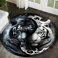 Two Tigers Round Rug Floor Mat Door Mat Entrance Mat for Home Decoration  Living Room Decoration 100cm x 100cm