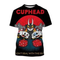 Cuphead 3D printed men's casual summer fashion round neck fun T-shirt suitable for both men and women short sleeved top siz XXS