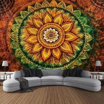 Large boho style wall hanging mandala tapestry 75x100 juoda