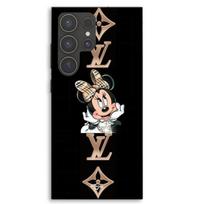Telefono dėklas - MANIACASE - Samsung Galaxy S24 Ultra - Silikonas TPU - Minnie LV raštas juodame fone - Juodas juoda