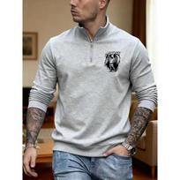 Angel, Wings Print Men's Fashionable and Comfortable Zipper Sweatshirt, New Long Sleeve Polo Top Home Clothes S pilka