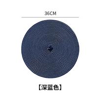 Round cotton yarn heat insulation pad, high temperature resistant household non-slip threaded woven coaster, dining table mat, kitchen anti-scalding tamsiai mėlyna spalva