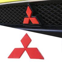 ABS for Mitsubishi Lancer ASX Colt Pajero V7 Outlander Eclipse Delica EVO Car Front Grille Badge Decal Cover Rear Emblem 8x7cm raudona