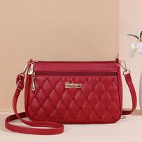 New Fashi PU Leather Crossbody Bags ,Women Zipper  Shoulder Bag ,Large Capacity Embroidery Thread Purse and Handbags S raudona