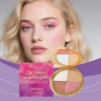 3-in-1 Highlighteris, akių šešėlių ir skaistalų paletė, daugiafunkcinė, subtili, veidui švytinti, akių šešėlių paletė, pudros skaistalų paletė, makiažas one size