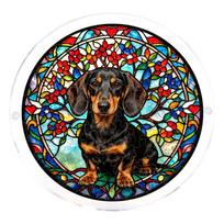 2D Acrylic Suncatcher Window Hanging Ornament Bull Design Decorative Circular Stained Glass Style Home Decor Indoor Outdoor Use One Size