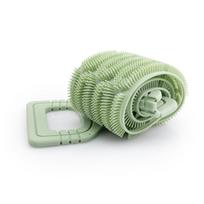 Long Strip Silicone Back Scrubber Towel Extended Double-sided Bath Rub Towel with Double Handle Foldable Bath Scrubber Belt žalia