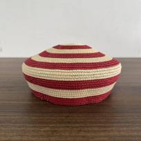 New France Vintage Striped Dome Berets Women Fashion Party Sailor Hat Summer Beach Hat Vacation Church Derby Straw Painter Hat M  56-58cm raudona