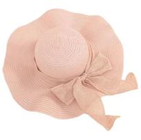 Summer Women Straw Hat Bowknot Wide Brim Floppy Panama Hats Female Lady Outdoor Foldable Beach Sun Cap Gift 54-59cm rožinė